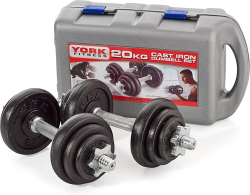 20kg Adjustable Dumbbell Set Spinlock Bars Cast Iron Home Gym Weights
