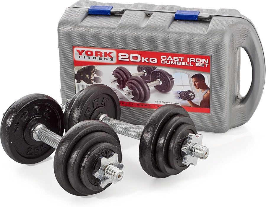 20kg Adjustable Dumbbell Set Spinlock Bars Cast Iron Home Gym Weights