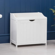Wooden Laundry Storage Box Bathroom Hamper Cabinet Linen Clothes Chest White