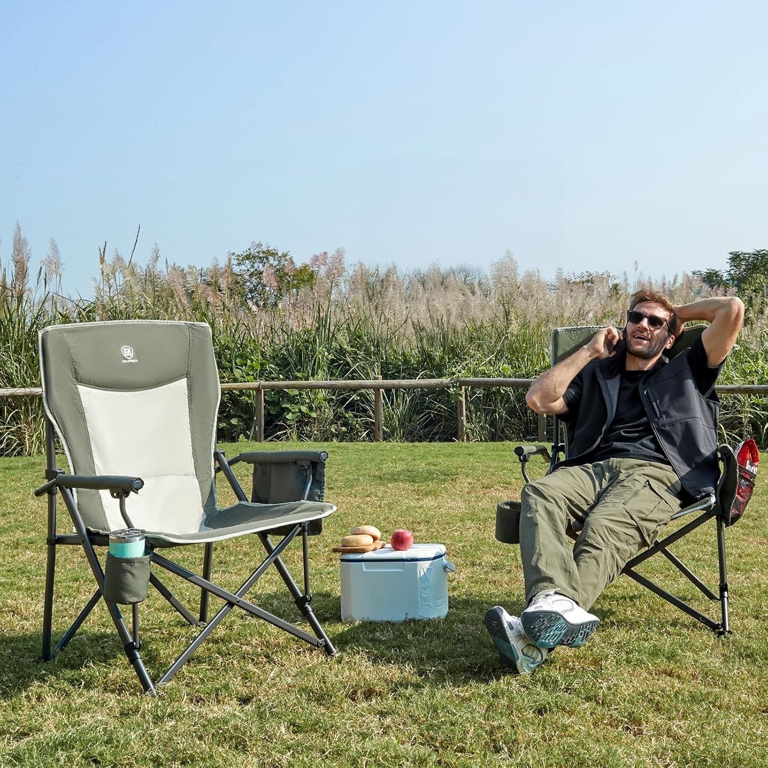 Heavy Duty Folding Camping Chair 230kg Capacity Outdoor Portable Seat Green