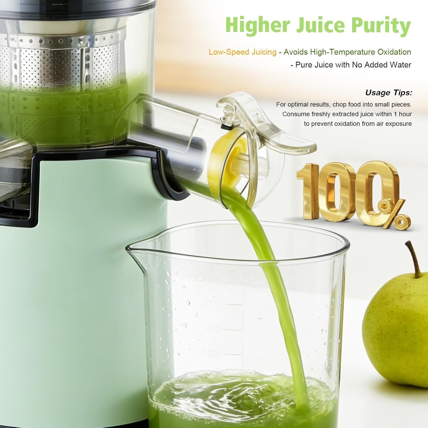 Cold Press Slow Juicer High Yield Masticating Juice Extractor Compact
