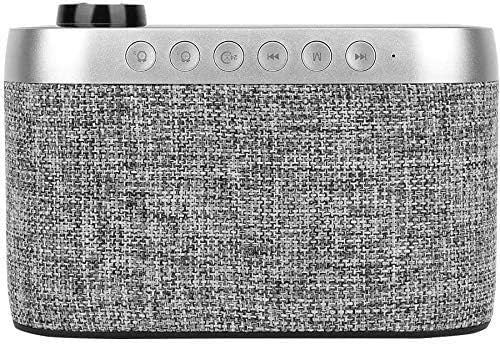 Grey Fabric Bluetooth Alarm Clock Speaker FM Radio LED Desk Bedside