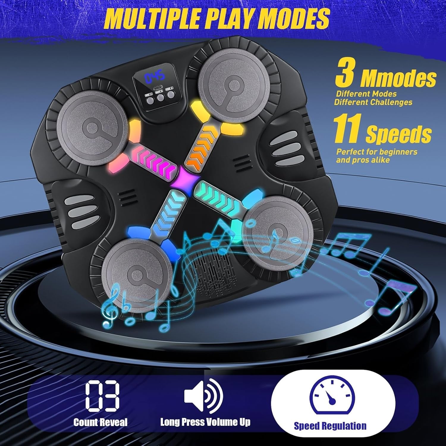 Kids Music Boxing Machine LED Punch Pad Wall Mounted Bluetooth Gloves
