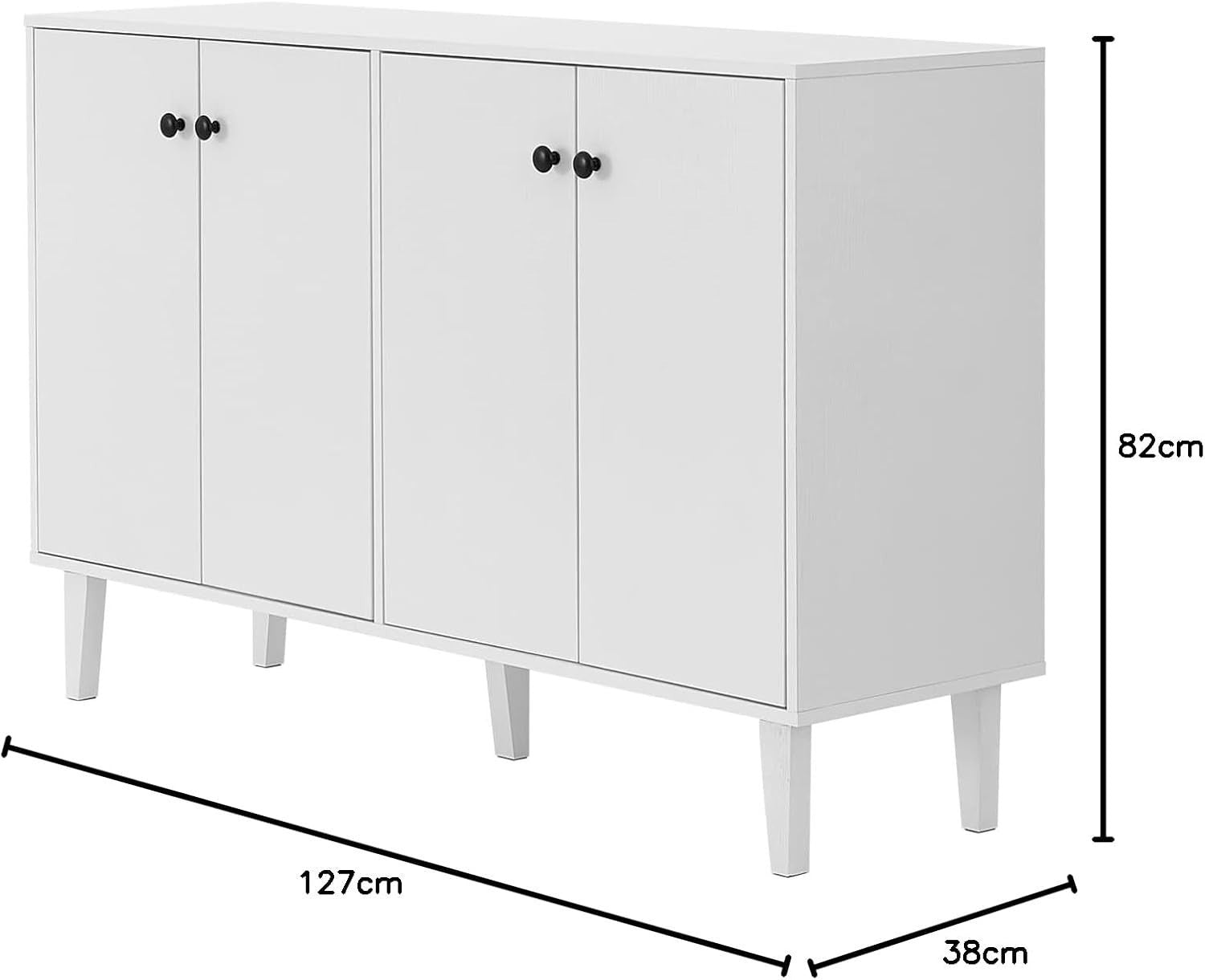 Modern Sideboard Cabinet with 4 Doors, Elevated Legs & Ample Storage