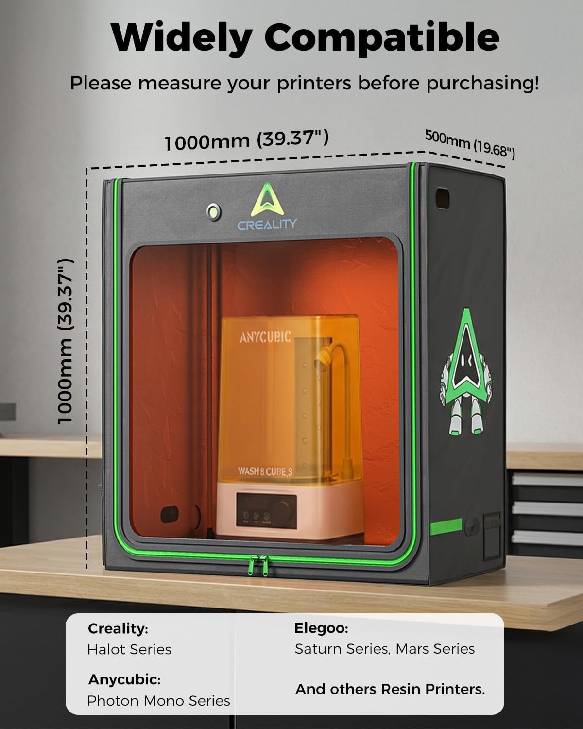 Extra Large Resin 3D Printer Enclosure 1000x500x1000mm Vent Fan Dustproof