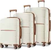 3pc Lightweight Hard Shell Luggage Set PP Spinner Wheels TSA Lock