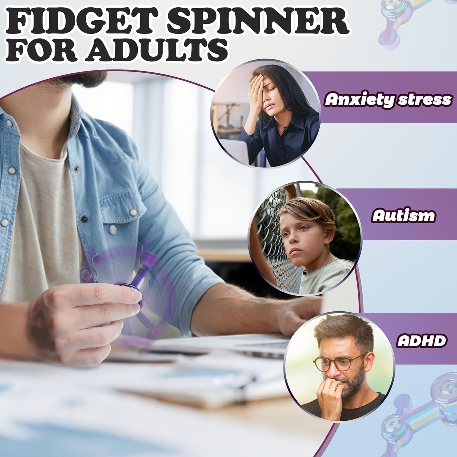 Silent Metal Fidget Spinner Stress Relief ADHD Anxiety Desk Toy