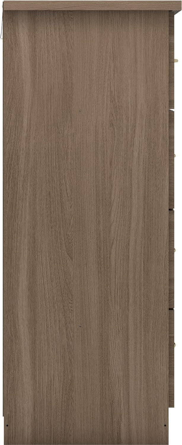 Rustic Oak 5 Drawer Chest of Drawers Tall Slim Bedroom Storage Cabinet