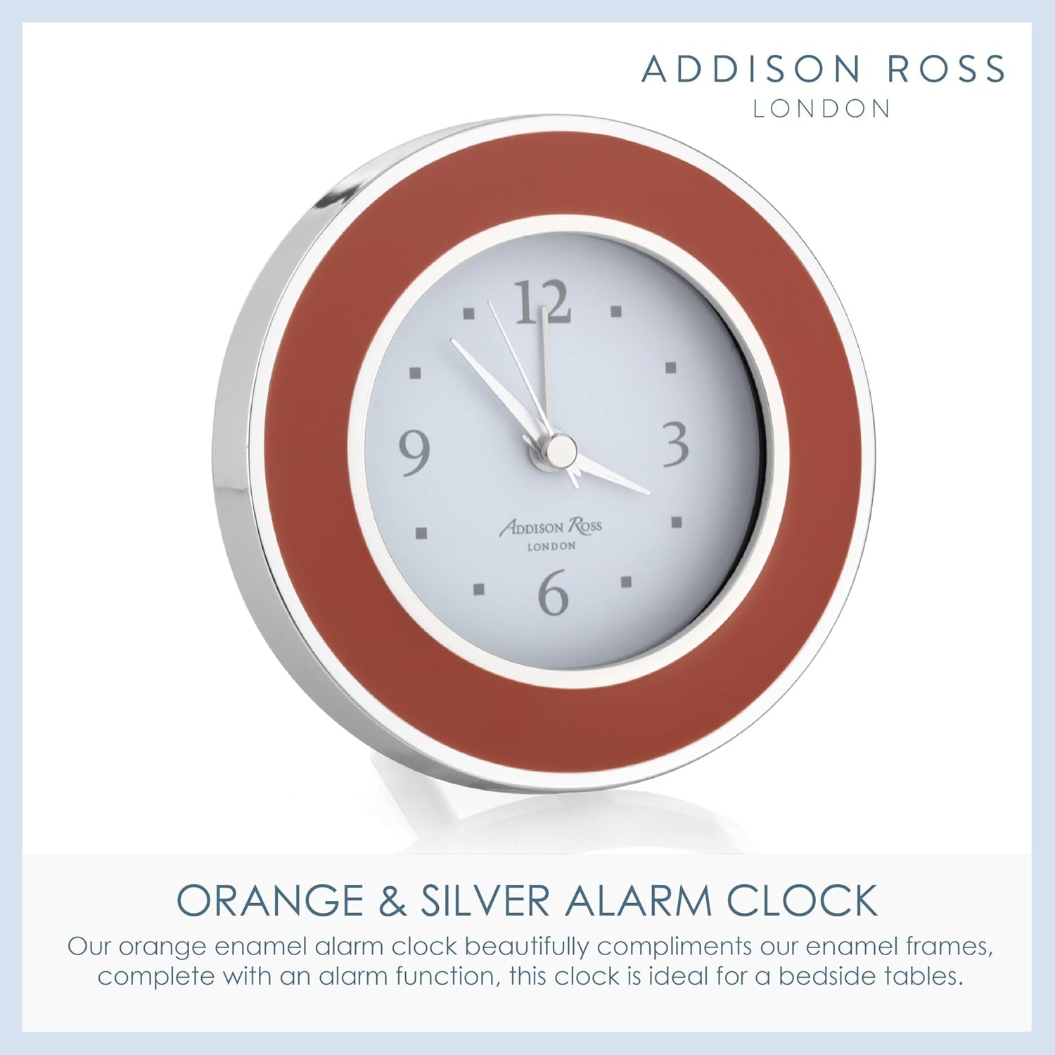 Silent Sweep Battery Alarm Clock Compact Bedside Home Orange