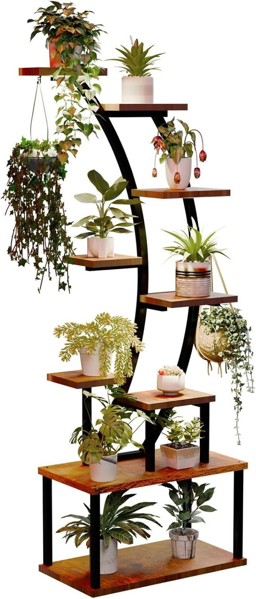 Keyzone Plant Stand Indoor with Grow Lights, 9 Tiered Plant Shelf Indoor for Pla