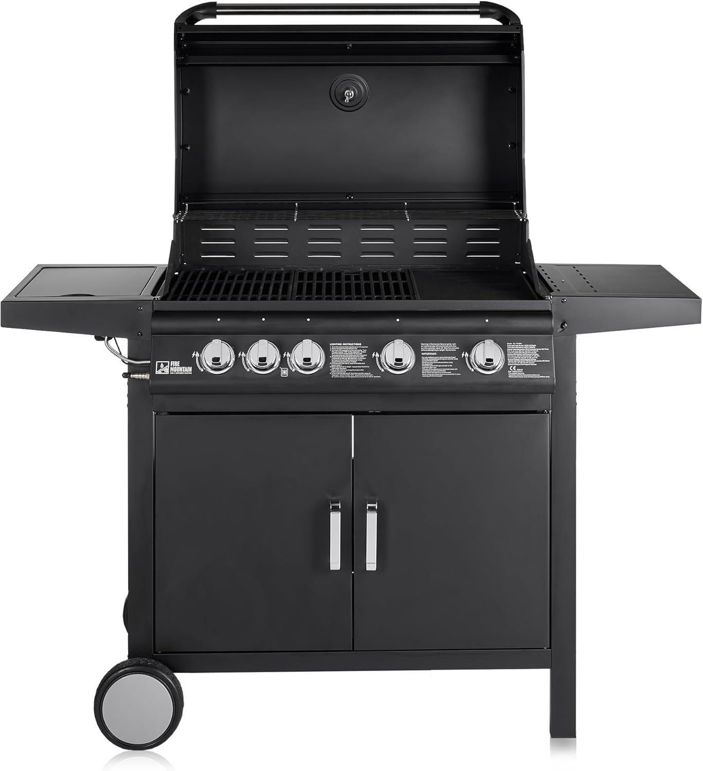 5 Burner Gas BBQ Grill with Side Burner | Built-in Thermometer