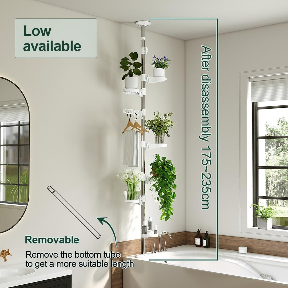 7 Tier Adjustable Floor to Ceiling Plant Stand Indoor Hanging Flower Shelf