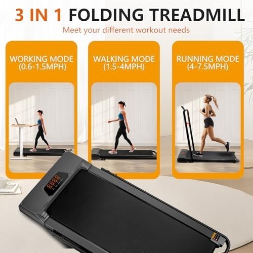 Chiidou Folding 3-in-1 Treadmill 0.6-7.5 mph Under Desk & Home Use