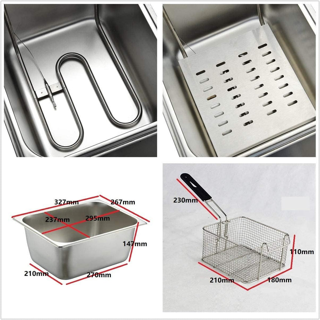 10L Commercial Deep Fat Fryer 2500W Stainless Steel Countertop