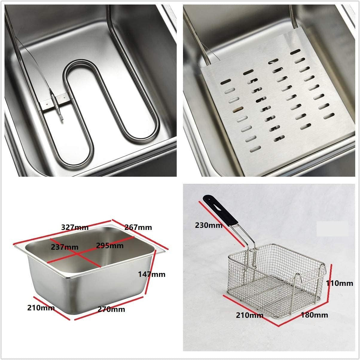 10L Commercial Deep Fat Fryer 2500W Stainless Steel Countertop