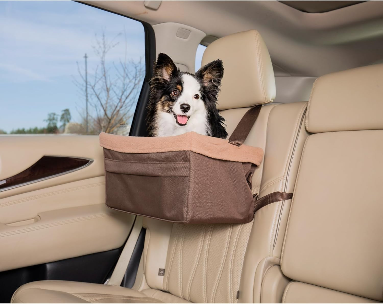 Dog Booster Car Seat Elevated Pet Travel Seat Washable Fleece Small