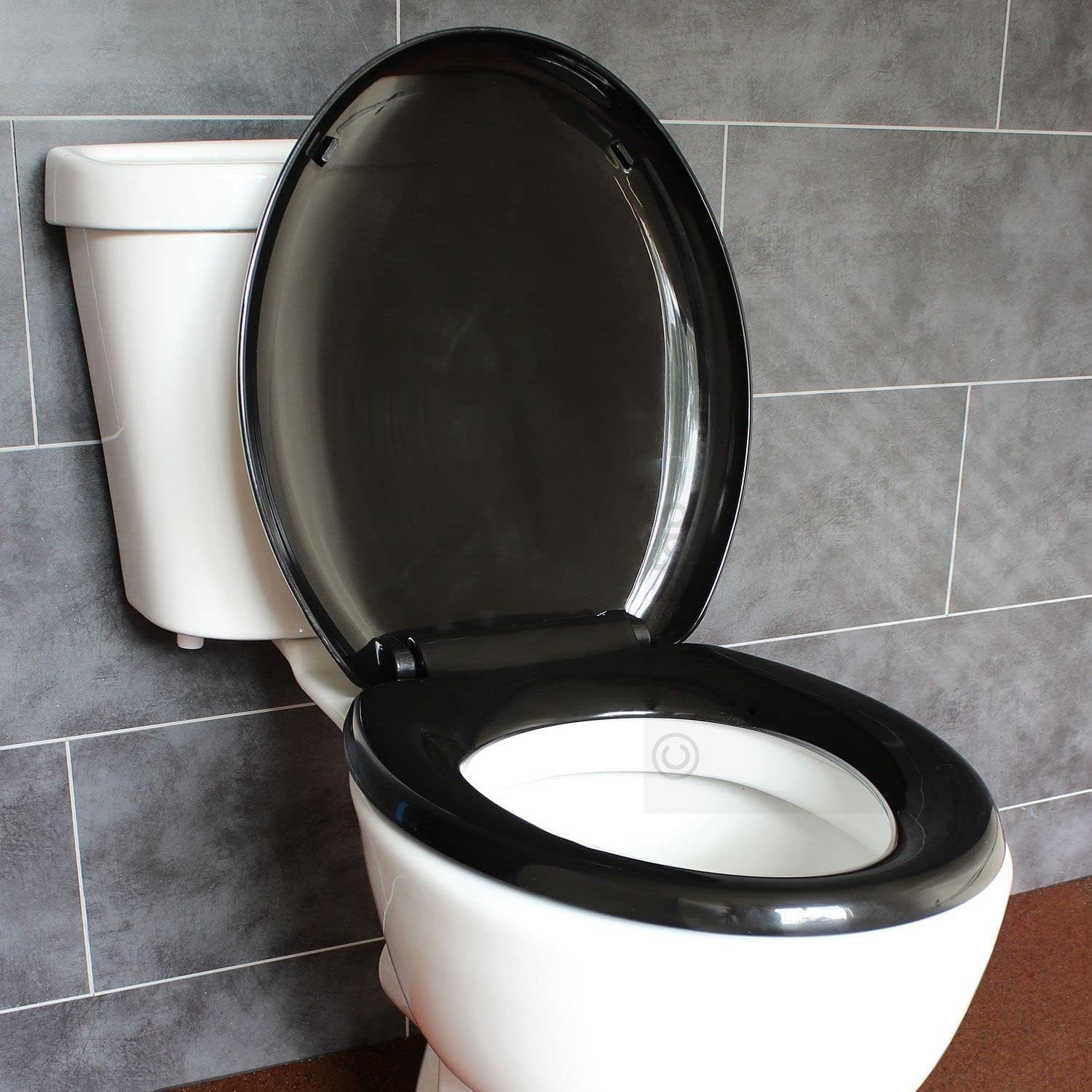 Soft Close Black Toilet Seat O-Shape Quick Release Adjustable PP Top Fix
