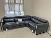 Exquisite Black Leather Corner Sofa (PTP)