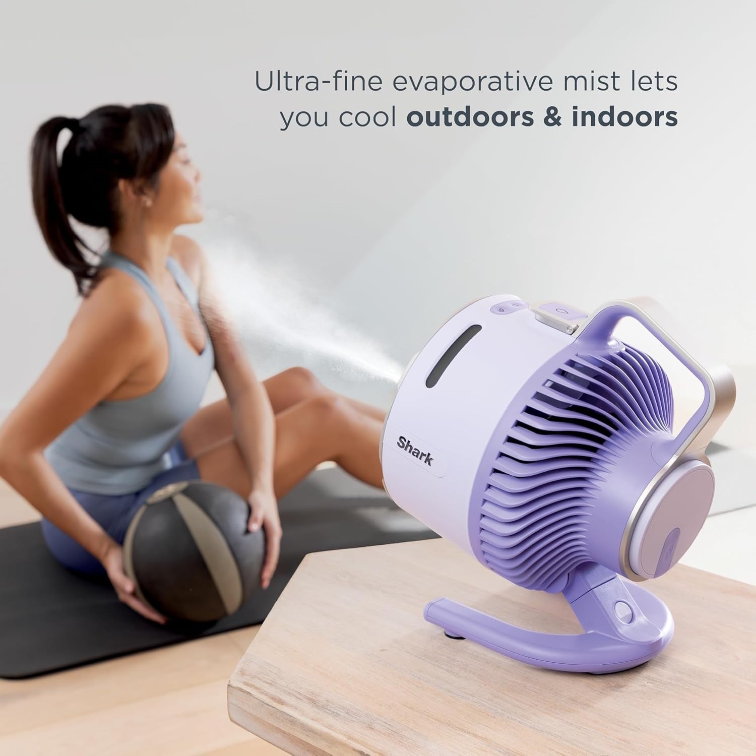 Blue Portable Misting Fan – 5-Speed Rechargeable Table Fan LED & Cooling Spray