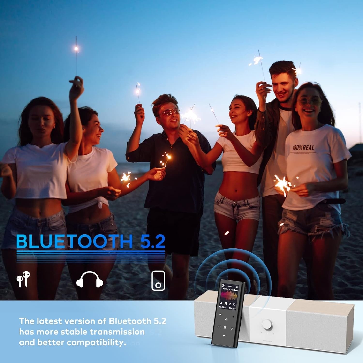 64GB Bluetooth 5.2 MP3 Player FM Radio Voice Recorder Sport