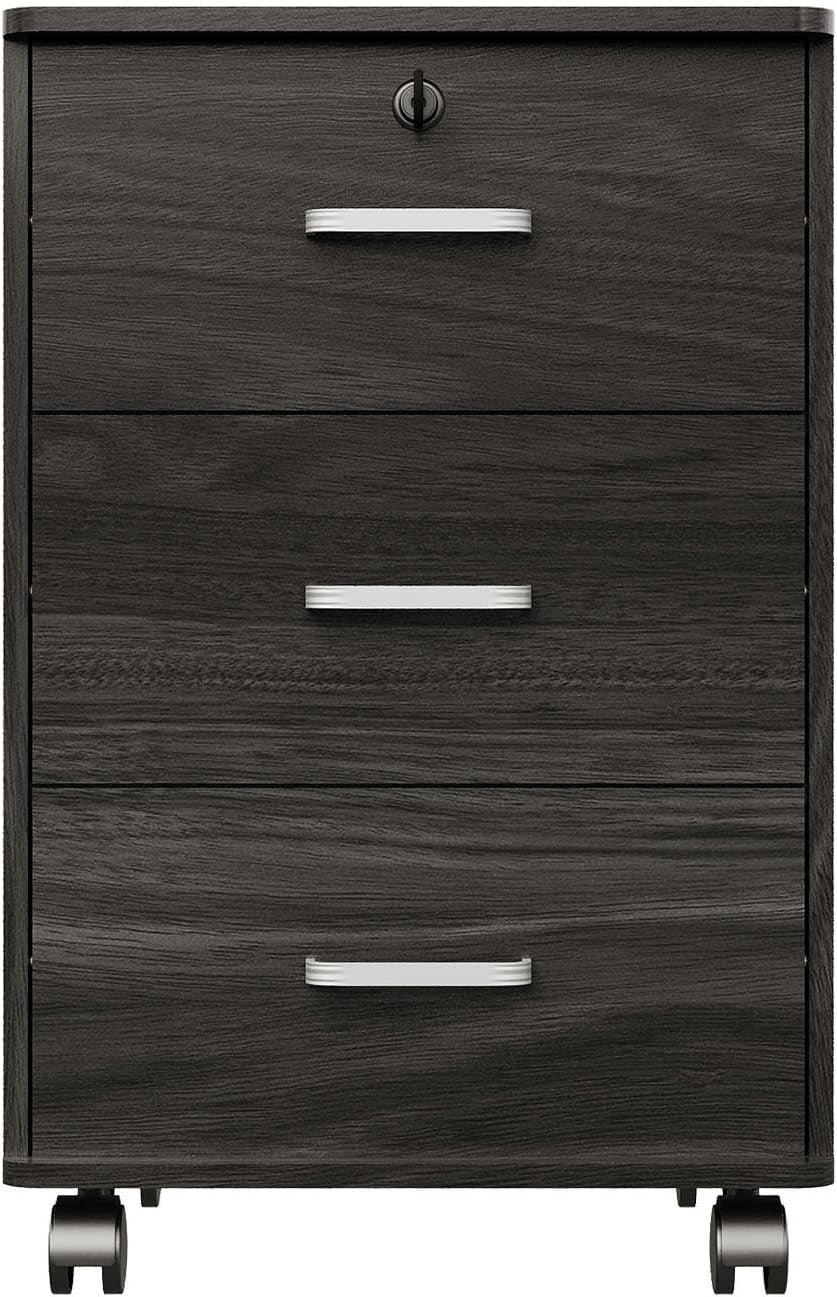 Mobile 3 Drawer File Cabinet Lockable Under Desk A4 Letter Grey