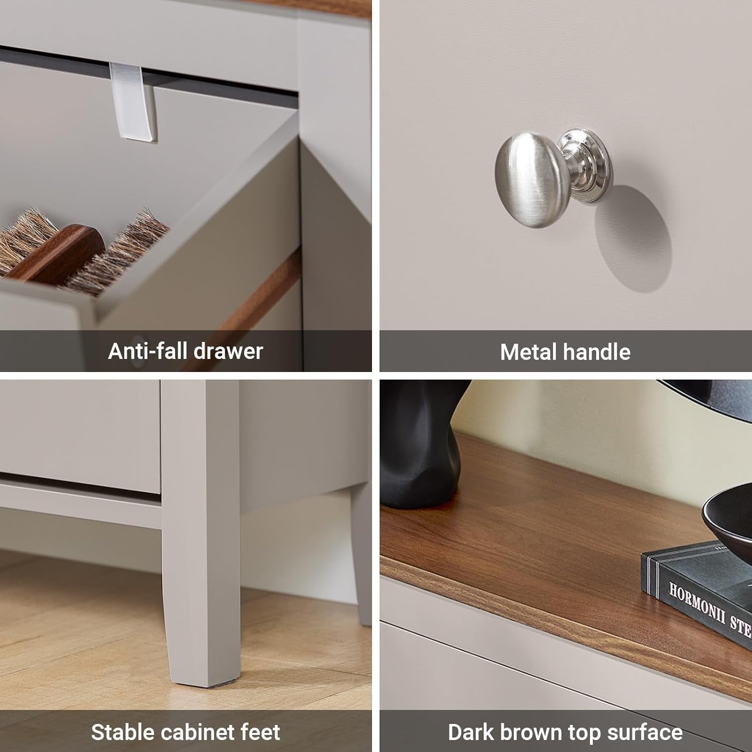 Slim Wooden Shoe Storage Cabinet with Drawer & Flip Drawers, 12-Pair Capacity