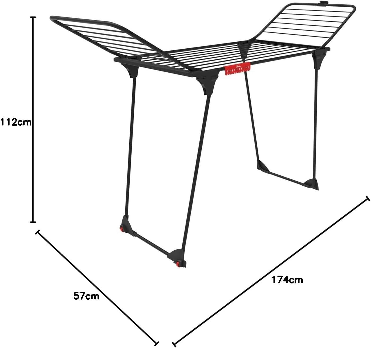 XXL Indoor Clothes Airer 20m Drying Rack with Wings Wheels Black