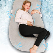 Cooling Pregnancy Pillow J Shape Full Body Maternity Support Removable Cover
