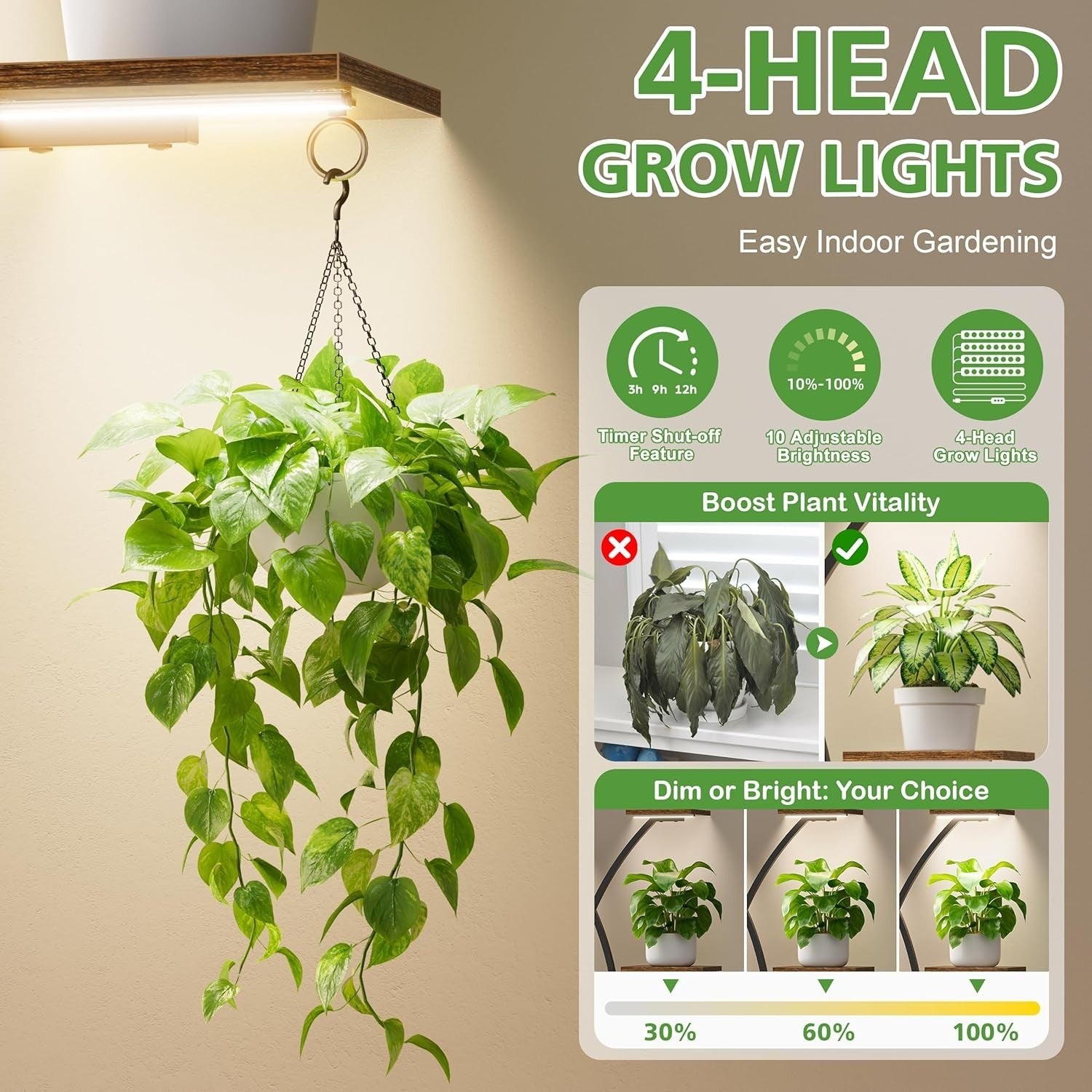 7-Tier Tall Metal Plant Stand with Grow Lights | 167cm Indoor Outdoor Shelf