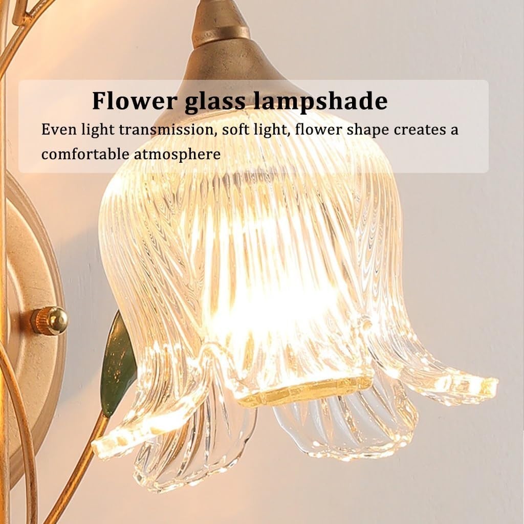 Vintage Bronze Wall Lamp with Glass Shade, Adjustable, 10x10x10 cm