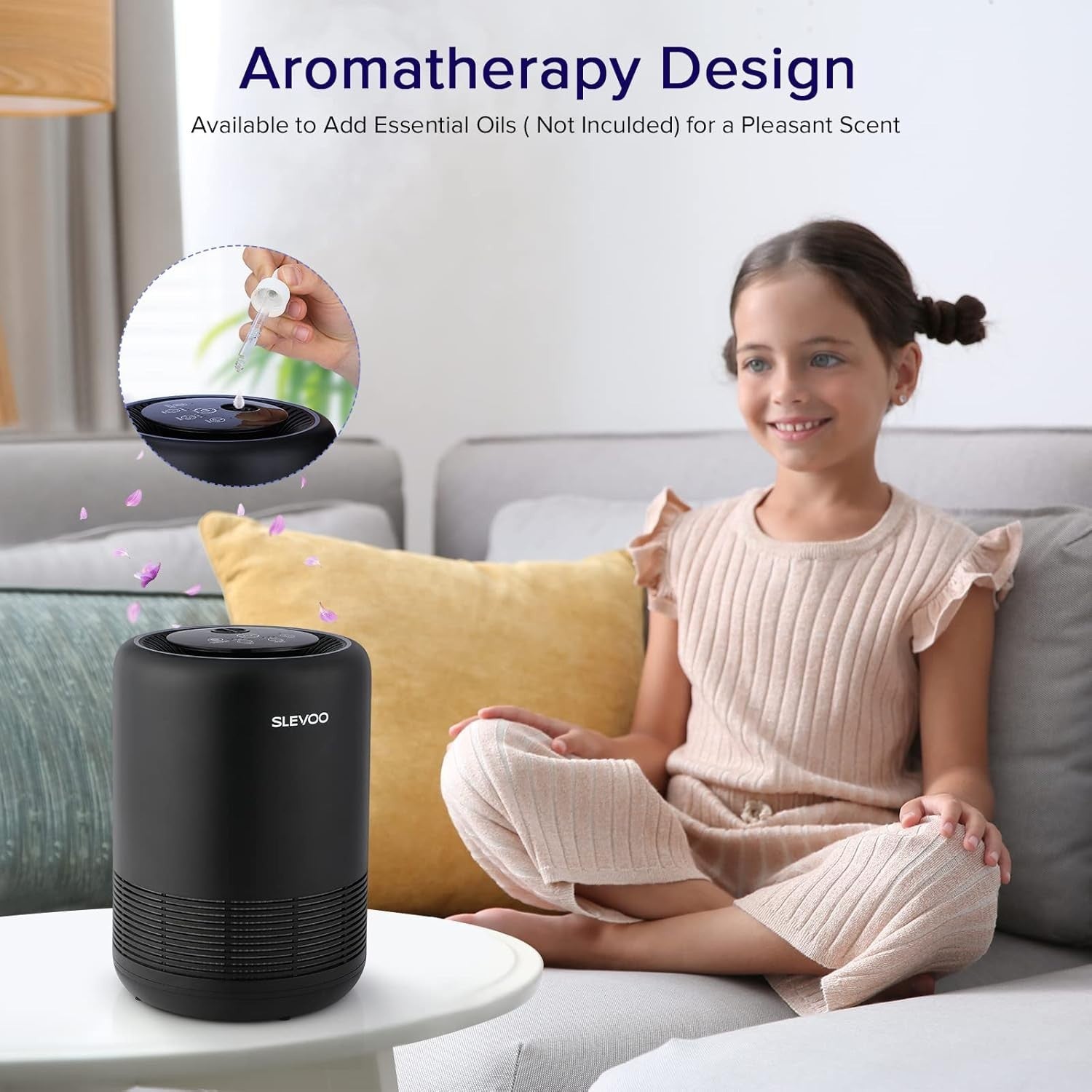 H13 HEPA Air Purifier Bedroom Pets Smoke Odour Night Light Timer