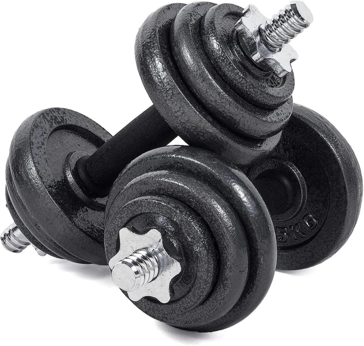 Adjustable Dumbbell & Barbell Set 20KG Cast Iron Weights Spinlock Home Gym