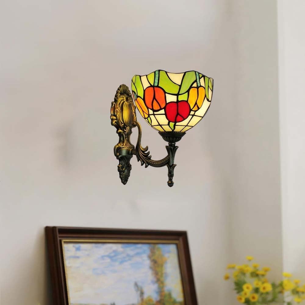 Tiffany Style Wall Light Vintage Stained Glass Sconce Lamp 28cm Hallway