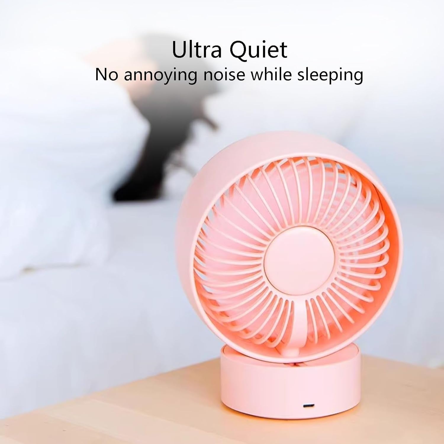 Ultra Quiet Small Fan with Stepless Speed Control - Portable Desk Fan White