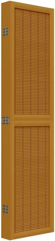 6 Panel Brown Wood Bamboo Room Divider 210x165cm Folding Privacy Screen for Home