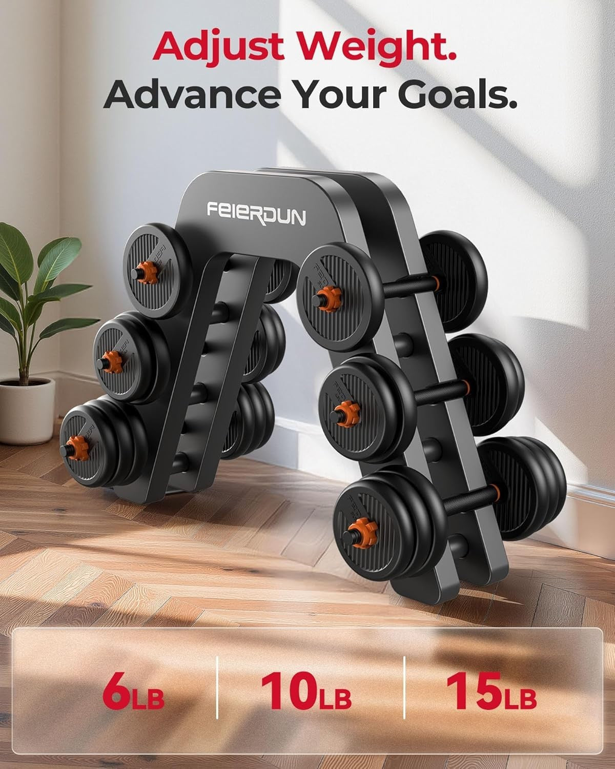 4-in-1 Adjustable Dumbbell Set 30LB Barbell Kettlebell Push-Up Home Gym