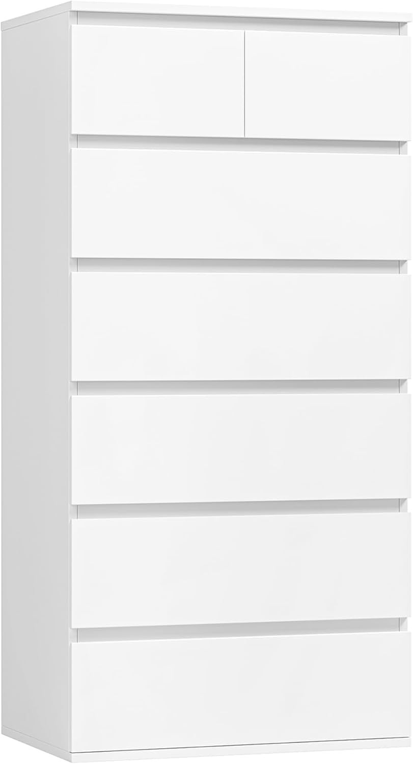 White 7 Drawer Tall Chest Modern Bedroom Storage Cabinet 60x40x119 cm