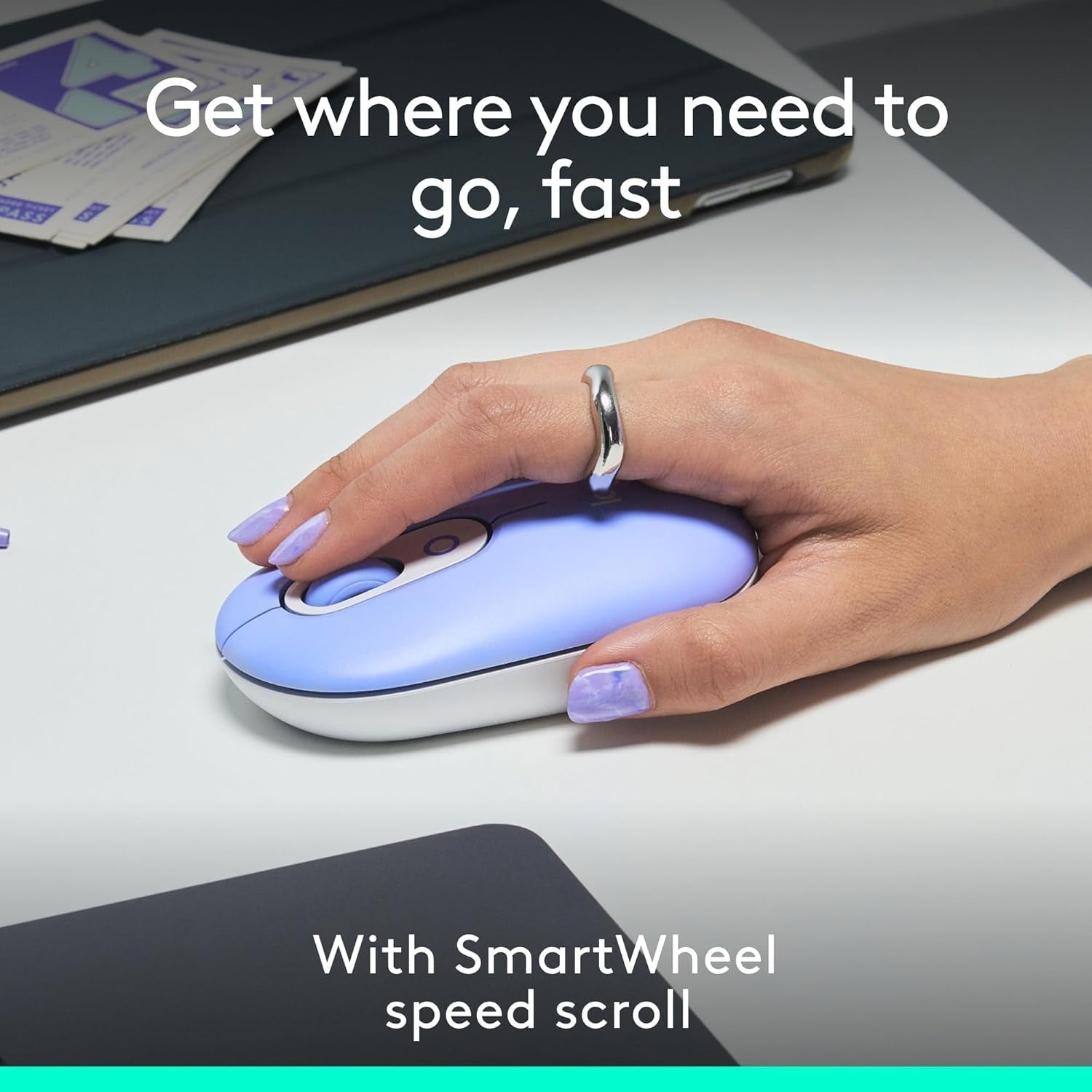 Compact Wireless Bluetooth Mouse Quiet Click Multi Device Lilac