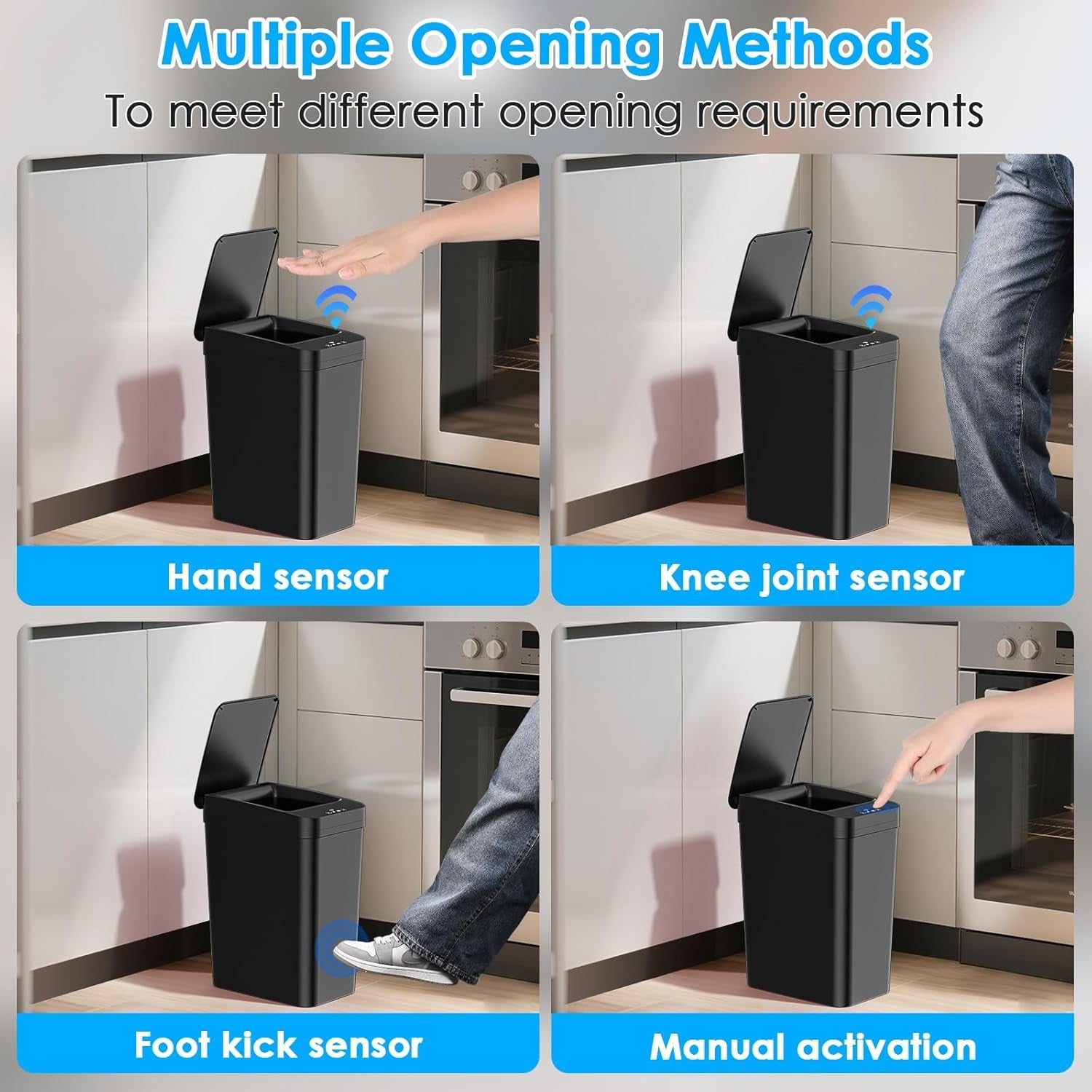 Touchless Kitchen Sensor Bin 2‑Pack | Automatic Quiet Smart 12L & 15L