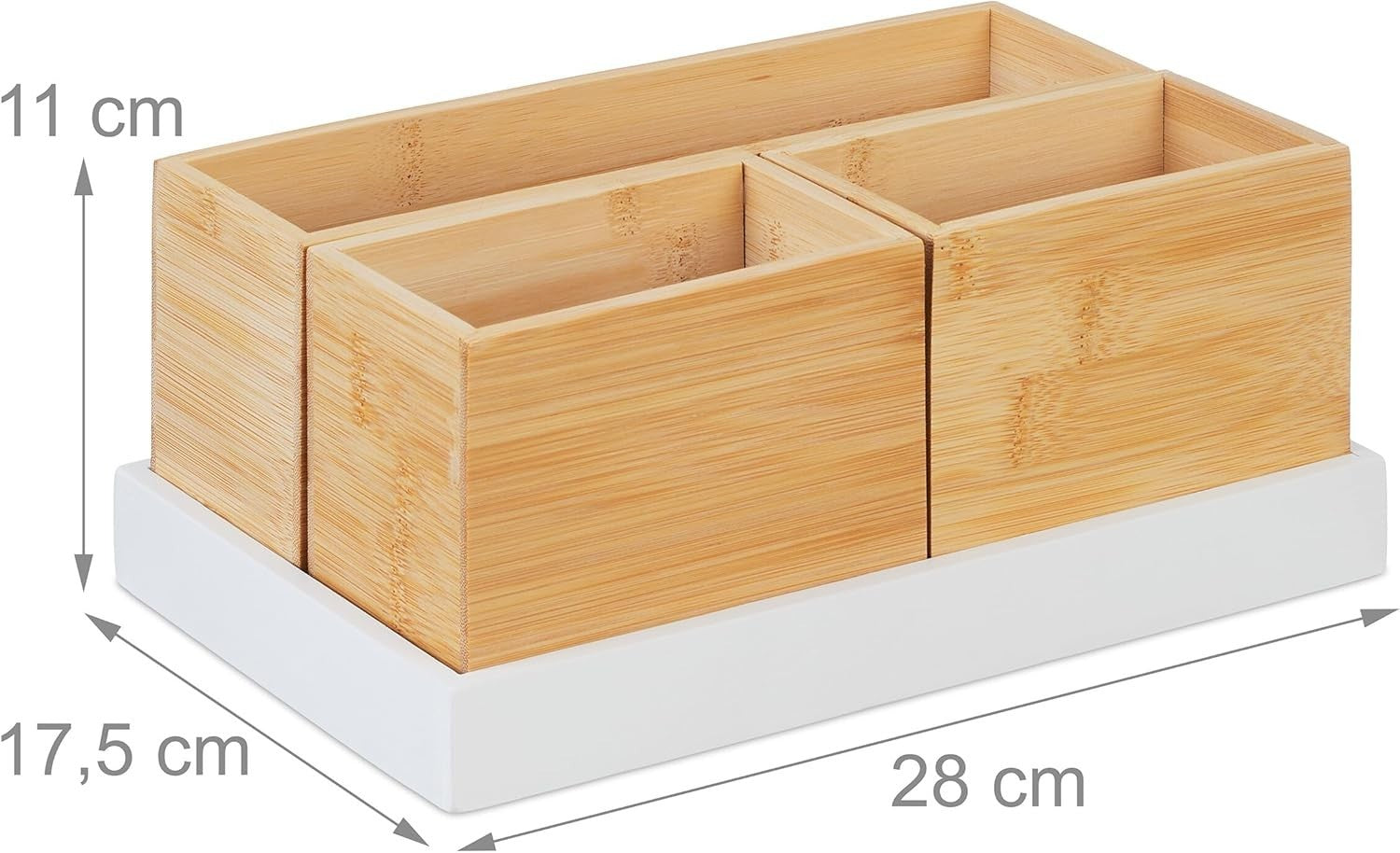Bamboo Desk Organiser 4-Piece Set – Office, Makeup & Storage Tray