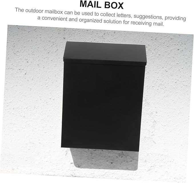Wall Mount Locking Mailbox Black Iron Outdoor Post Box Weatherproof Slim Design