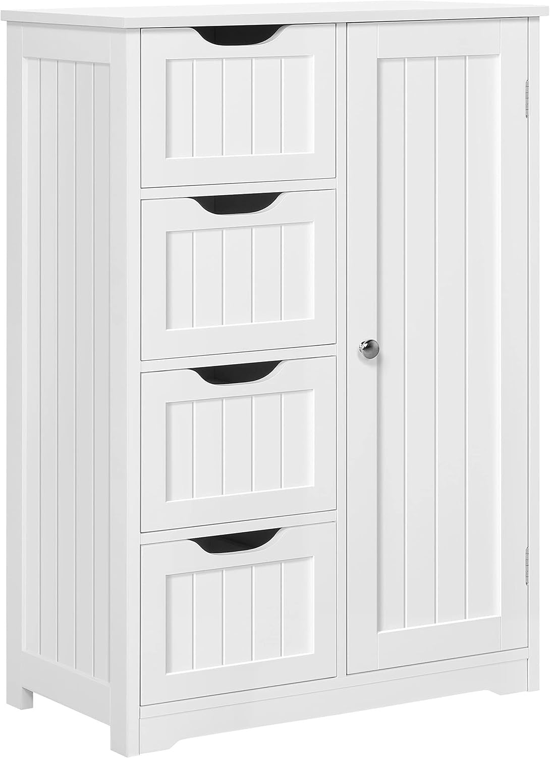 Tall White Bathroom Cabinet 4 Drawer Wooden Storage Cupboard Organizer