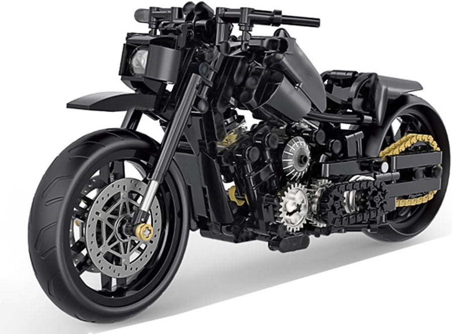 Motorcycle Building Kit 586 PCS, Realistic Black Superbike Model, Fun for All Ag