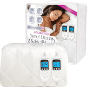 Electric Heated Mattress Cover Double 193x137cm Dual Control Plush Fleece
