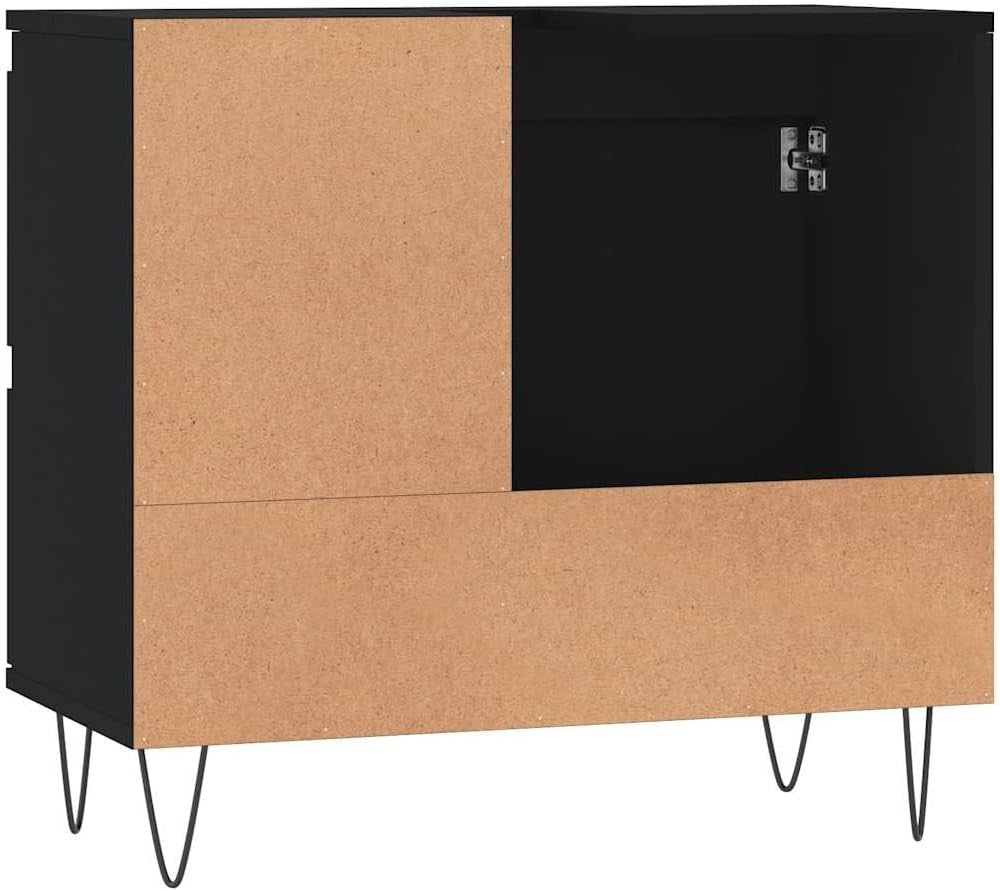 Modern Black Bathroom Vanity Unit 65cm Under Sink Storage Cabinet Cupboard