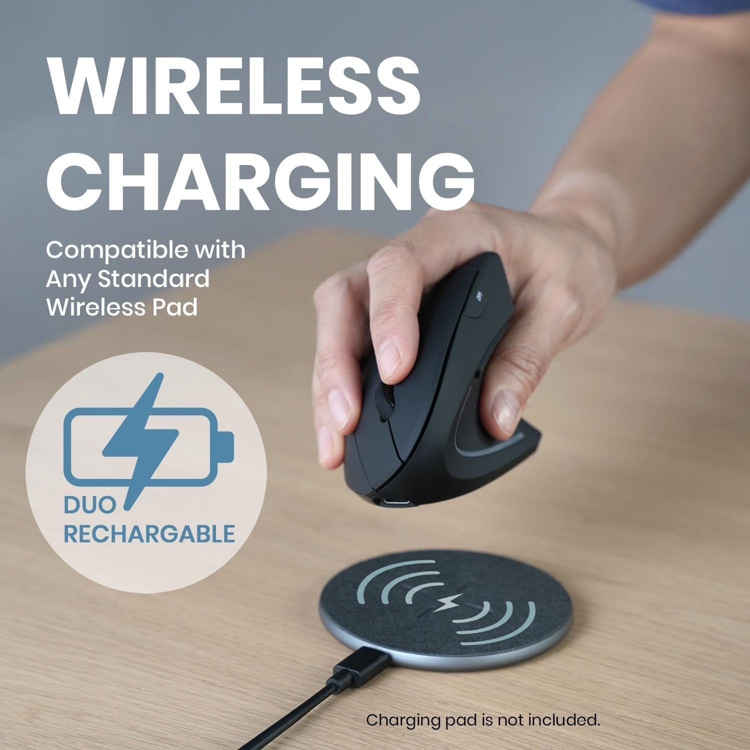 Vertical Ergonomic Wireless Mouse Rechargeable 6 Button USB