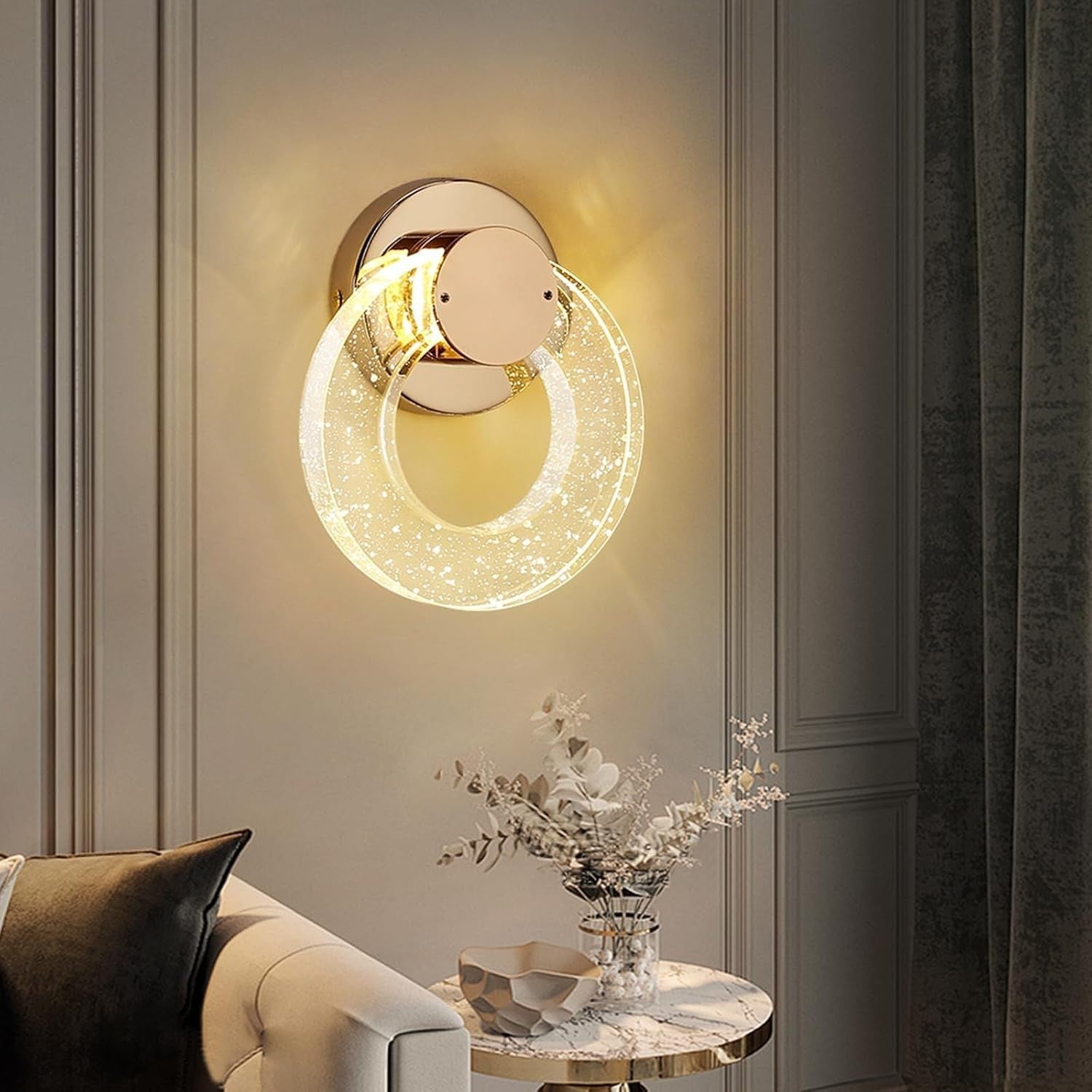 Modern Gold Crystal Wall Light LED Sconce Small Lamp for Bedroom Hallway