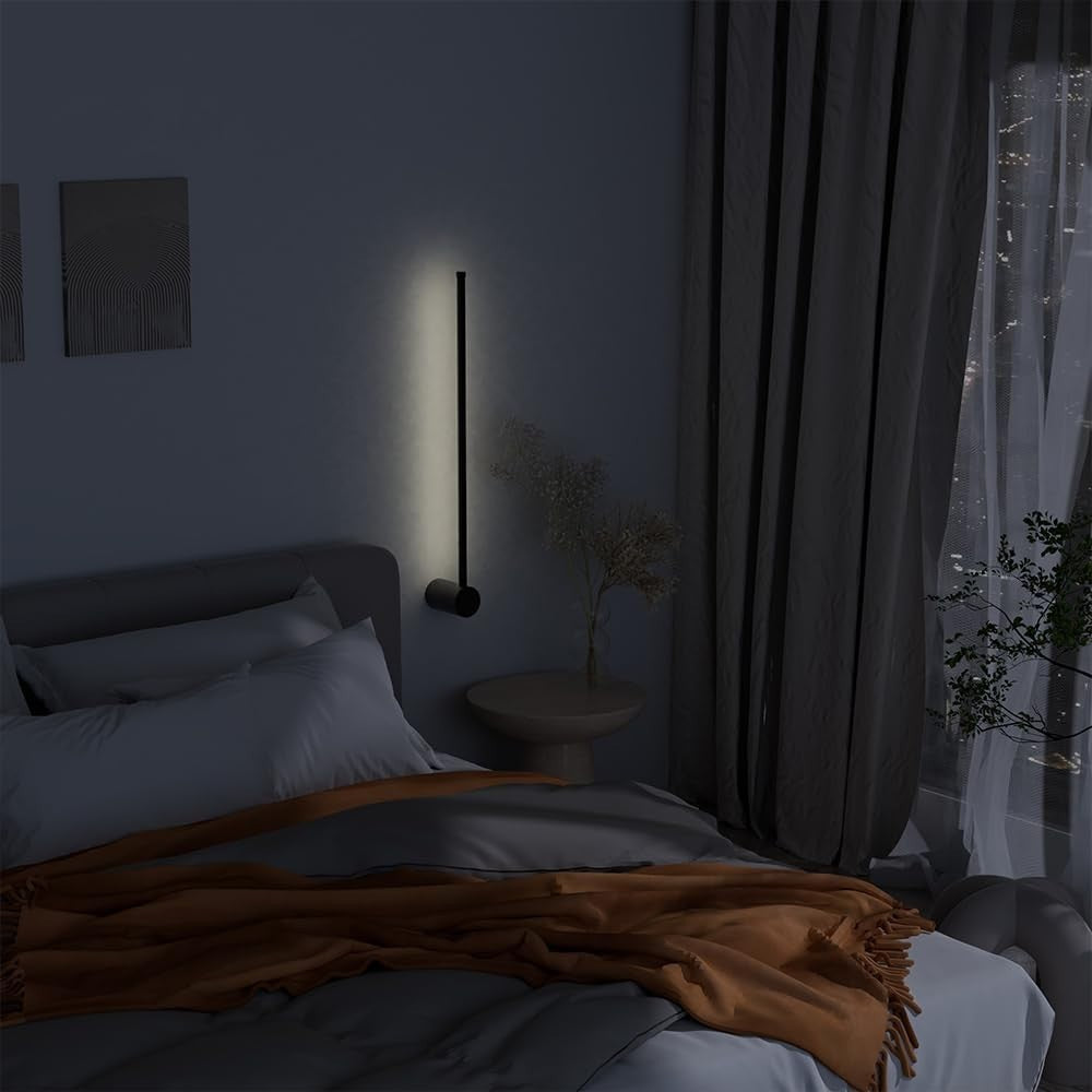 Modern LED Indoor Wall Light 120cm Warm Light Black Aluminum