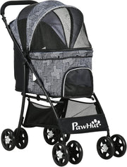 Foldable Dog Stroller Pet Pushchair with Brakes Basket for Small Dogs