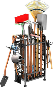 3-Tier Garden Tool Rack Metal Shed Storage Organizer Heavy Duty Black